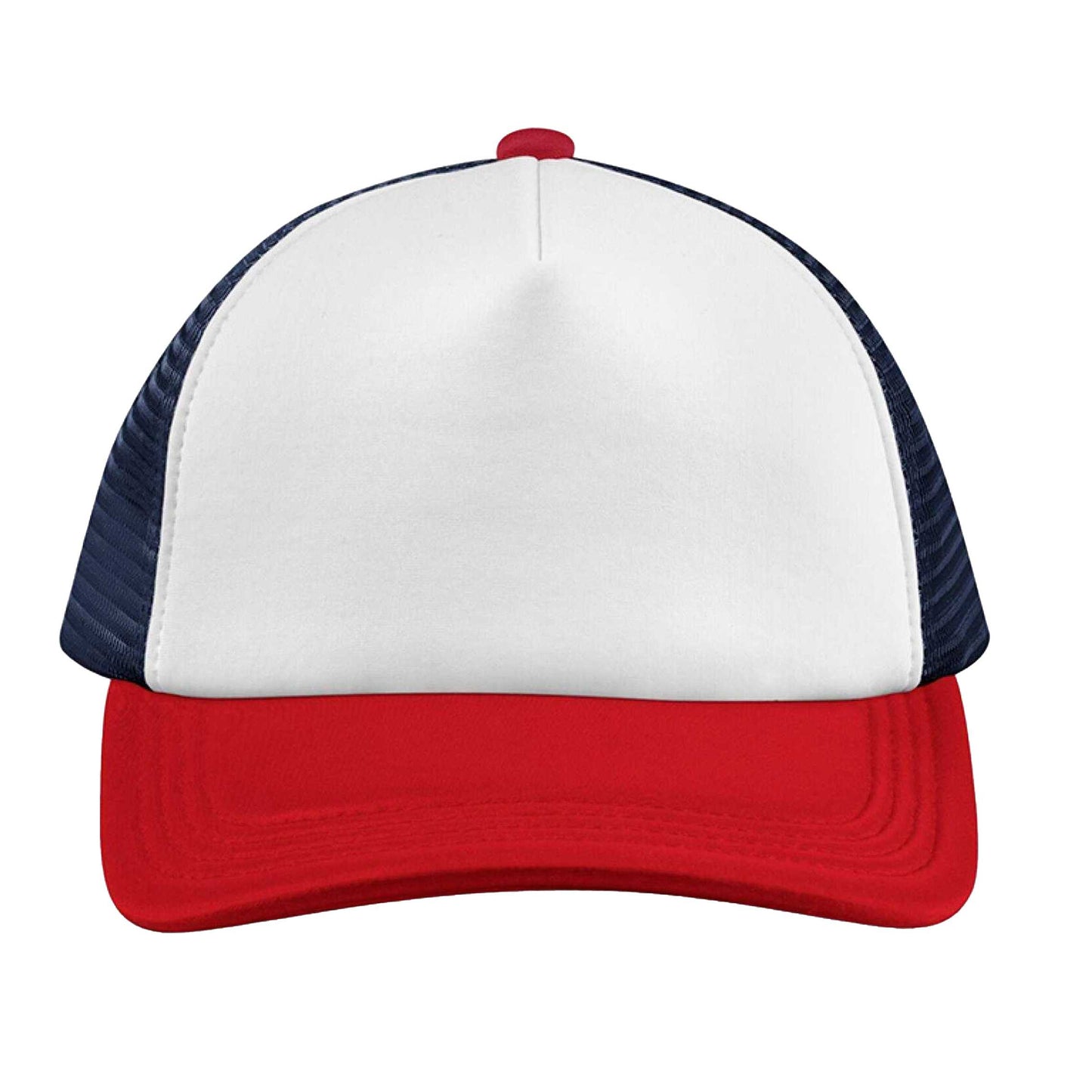 Navy-Red - Side - Beechfield Unisex Adult Retro 5 Panel Trucker Cap