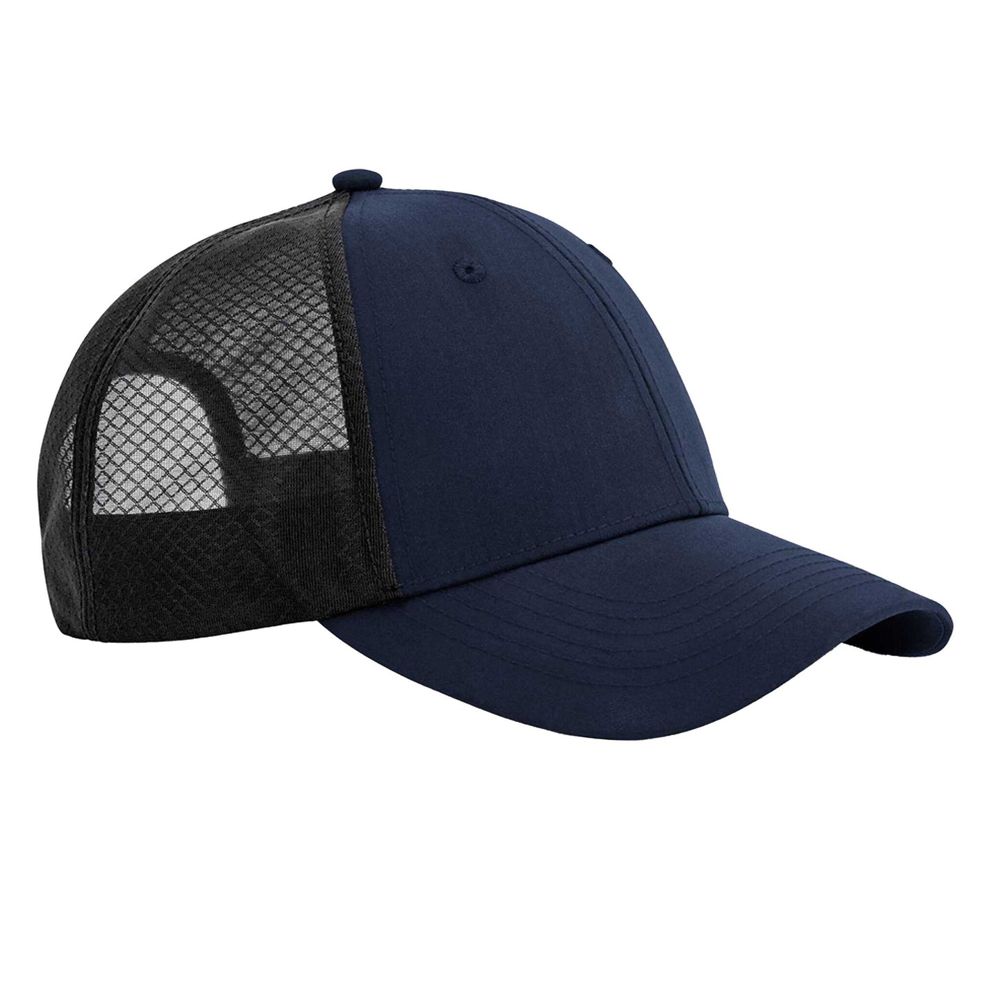 Navy-Black - Front - Beechfield Unisex Adult Technical Mesh Trucker Cap