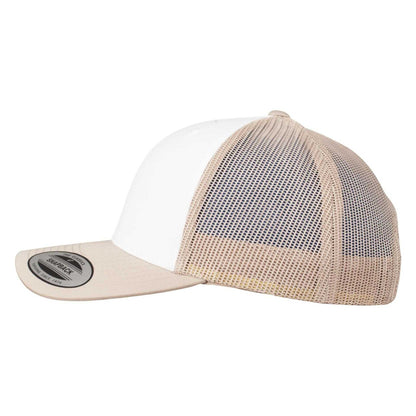 Khaki Brown-White - Side - Flexfit Unisex Adult Retro Colour Block Trucker Cap