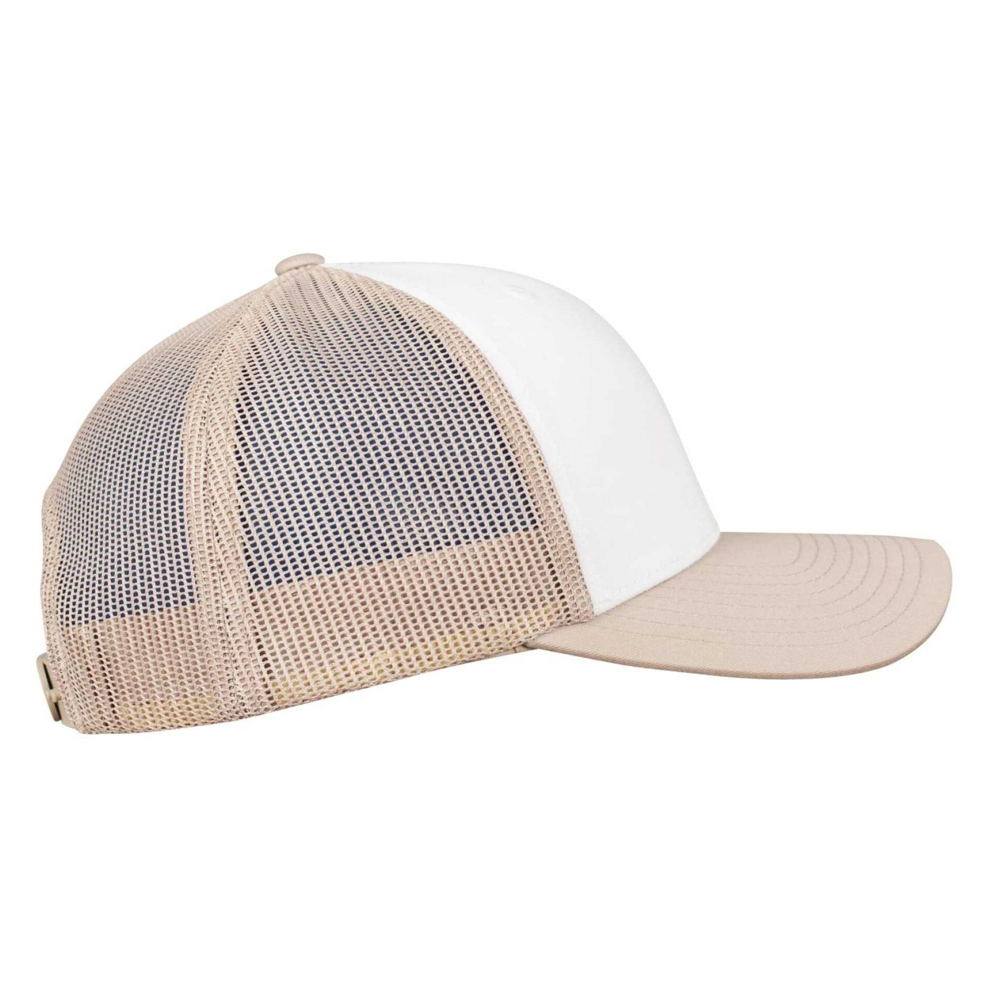 Khaki Brown-White - Lifestyle - Flexfit Unisex Adult Retro Colour Block Trucker Cap
