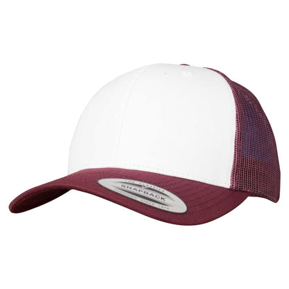 Maroon-White - Front - Flexfit Unisex Adult Retro Colour Block Trucker Cap