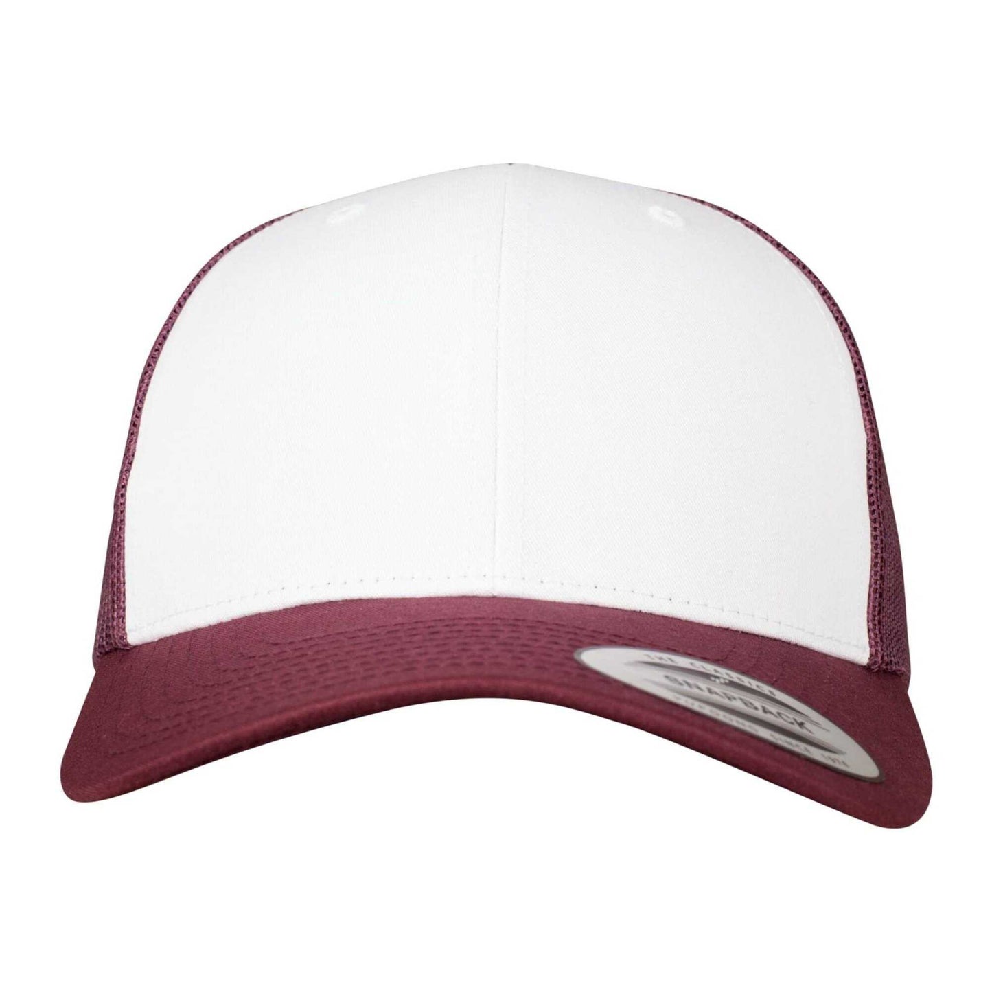 Maroon-White - Pack Shot - Flexfit Unisex Adult Retro Colour Block Trucker Cap