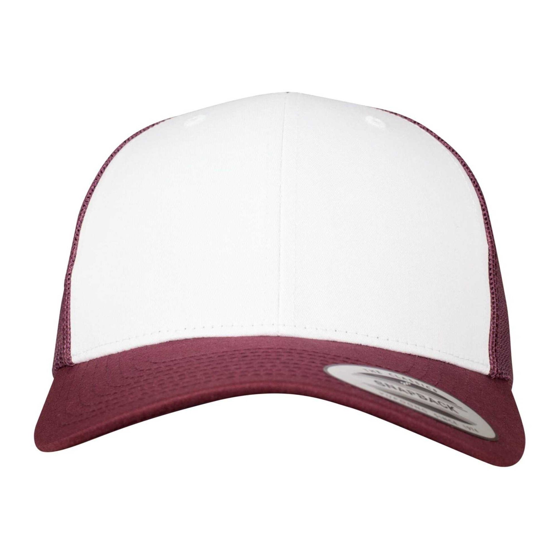 Maroon-White - Pack Shot - Flexfit Unisex Adult Retro Colour Block Trucker Cap
