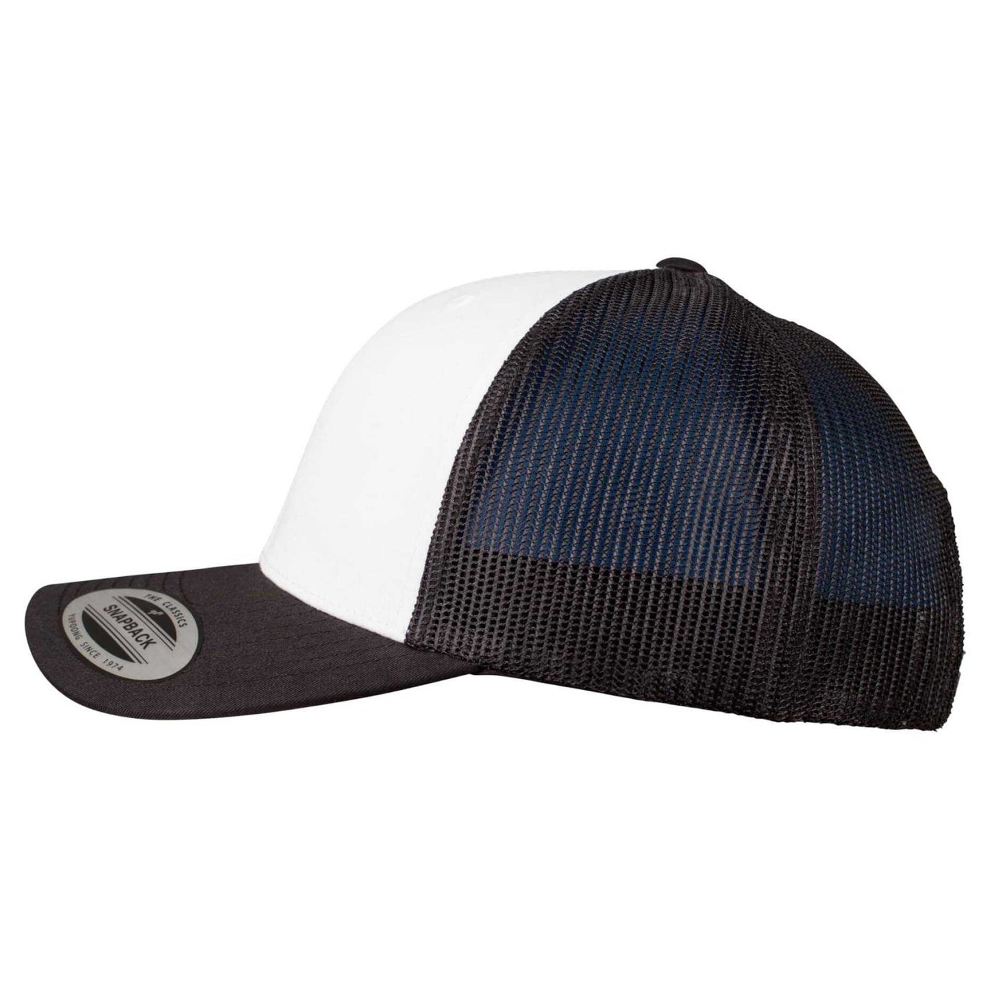 Black-White - Side - Flexfit Unisex Adult Retro Colour Block Trucker Cap