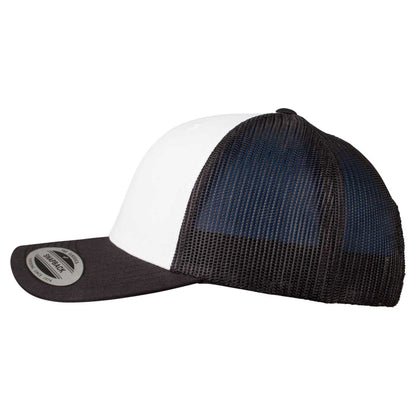 Black-White - Side - Flexfit Unisex Adult Retro Colour Block Trucker Cap