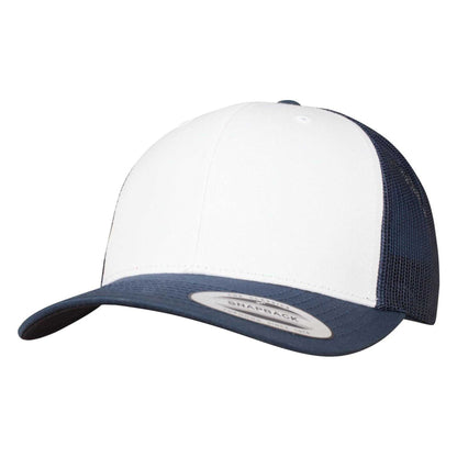 Navy-White - Front - Flexfit Unisex Adult Retro Colour Block Trucker Cap