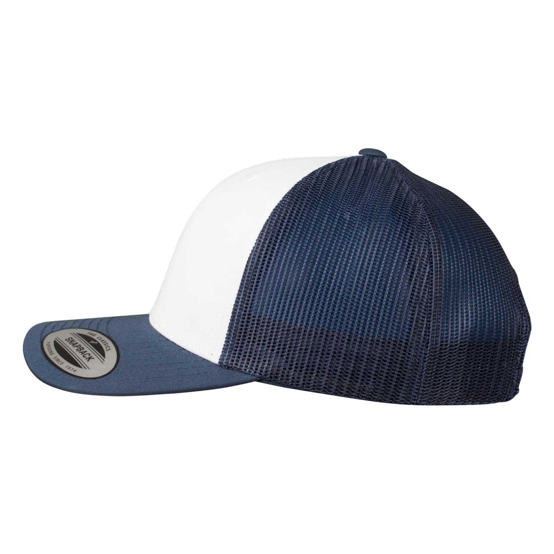 Navy-White - Side - Flexfit Unisex Adult Retro Colour Block Trucker Cap