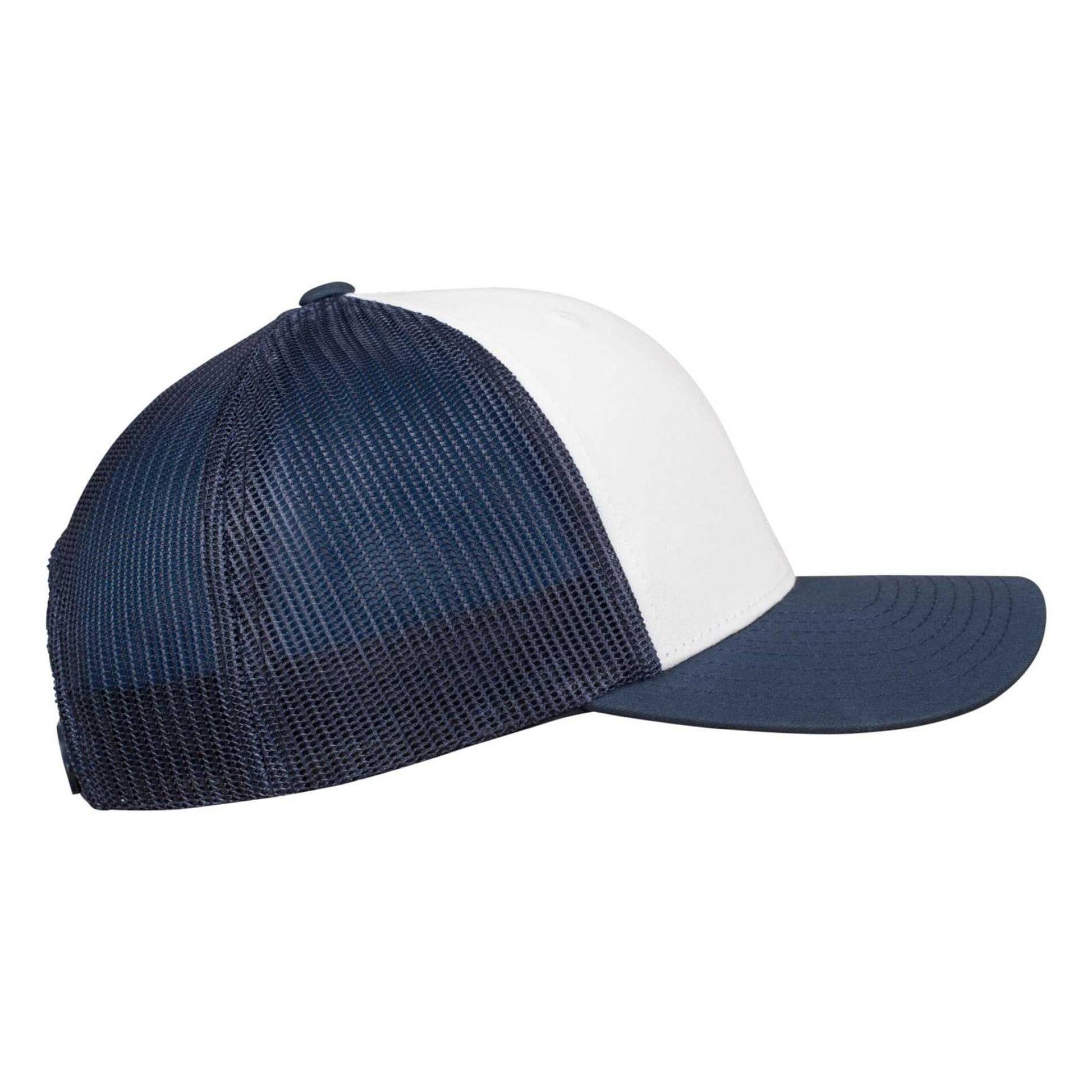 Navy-White - Lifestyle - Flexfit Unisex Adult Retro Colour Block Trucker Cap