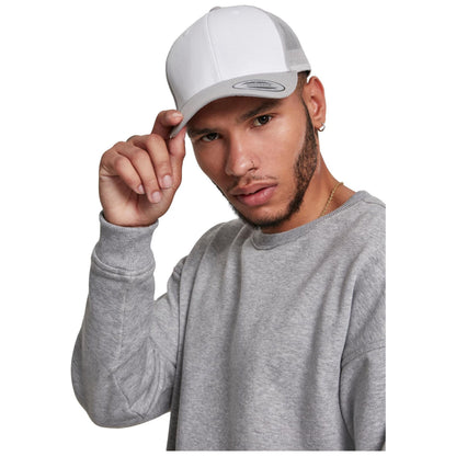 Silver-White - Close up - Flexfit Unisex Adult Retro Colour Block Trucker Cap