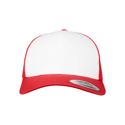 Red-White - Front - Flexfit Unisex Adult Retro Colour Block Trucker Cap