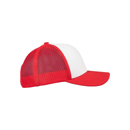 Red-White - Pack Shot - Flexfit Unisex Adult Retro Colour Block Trucker Cap