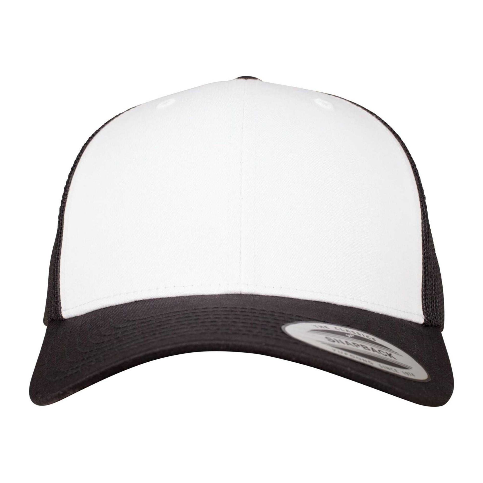 Black-White - Pack Shot - Flexfit Unisex Adult Retro Colour Block Trucker Cap