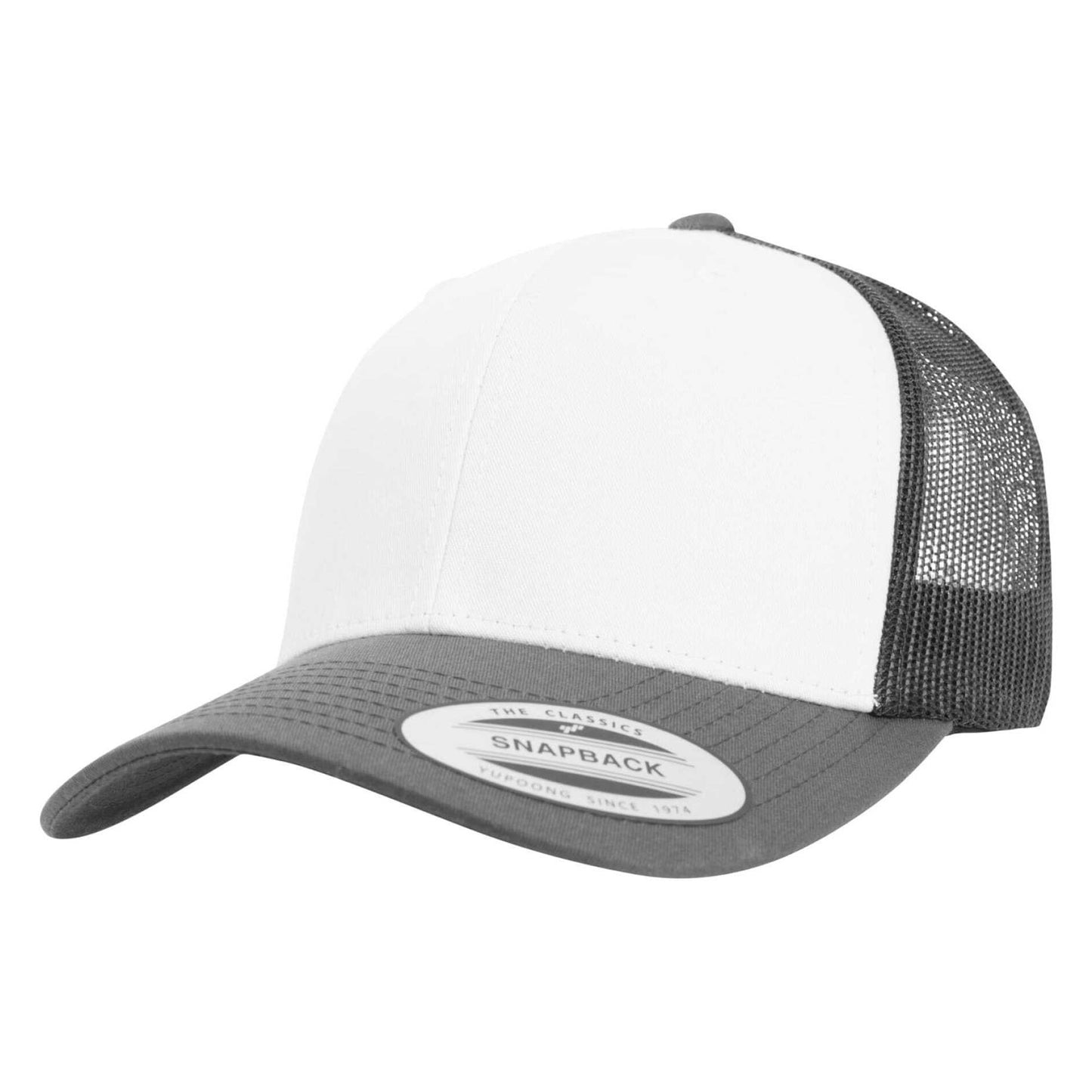 Dark Grey-White - Front - Flexfit Unisex Adult Retro Colour Block Trucker Cap