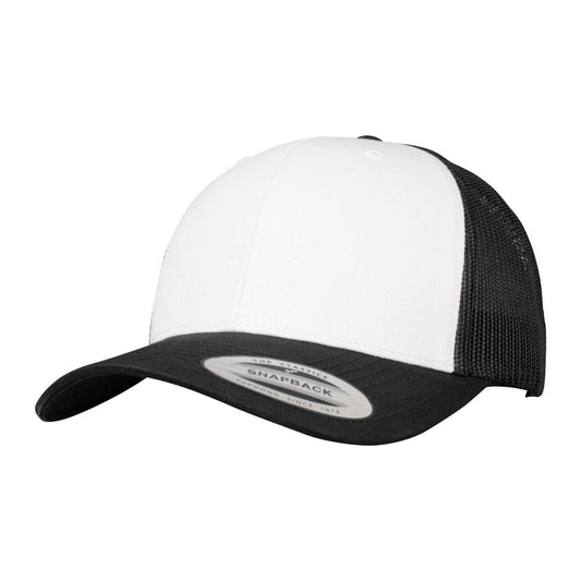 Black-White - Front - Flexfit Unisex Adult Retro Colour Block Trucker Cap