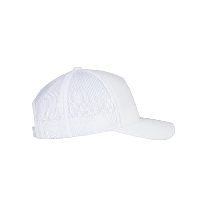 White - Close up - Flexfit Unisex Adult Retro 5 Panel Trucker Cap