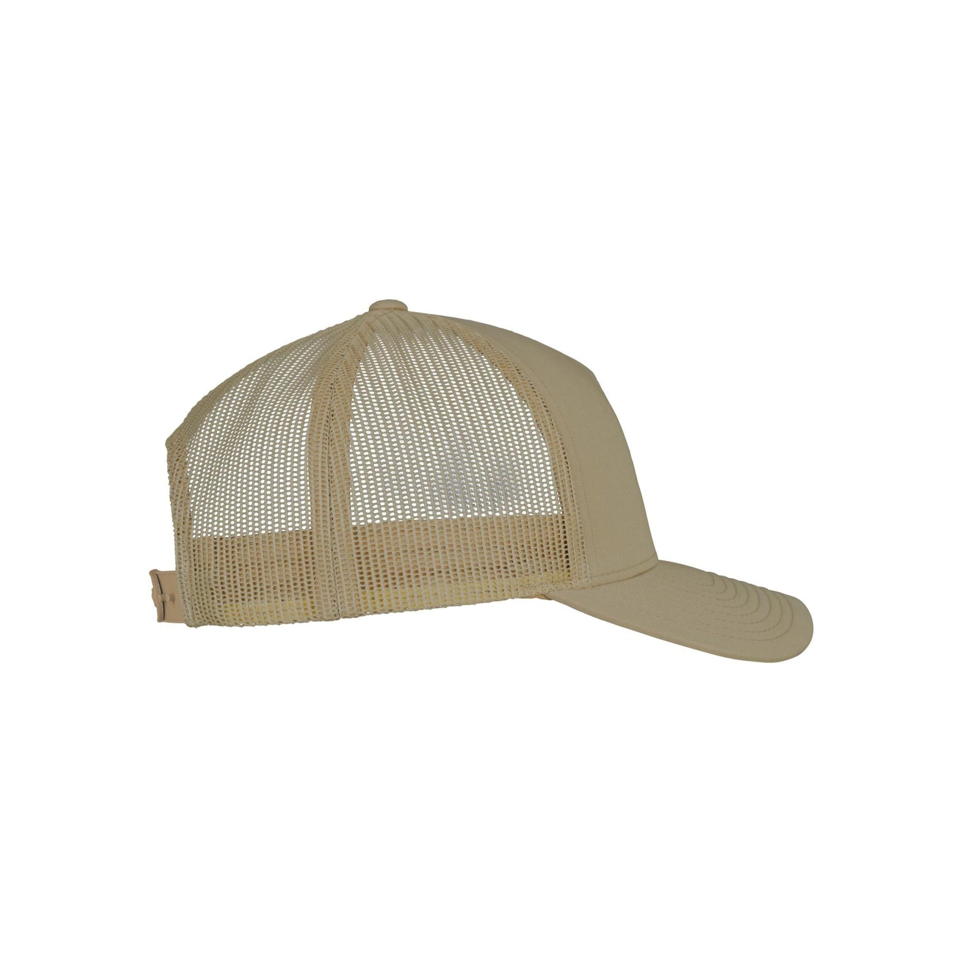Khaki Brown - Close up - Flexfit Unisex Adult Retro 5 Panel Trucker Cap