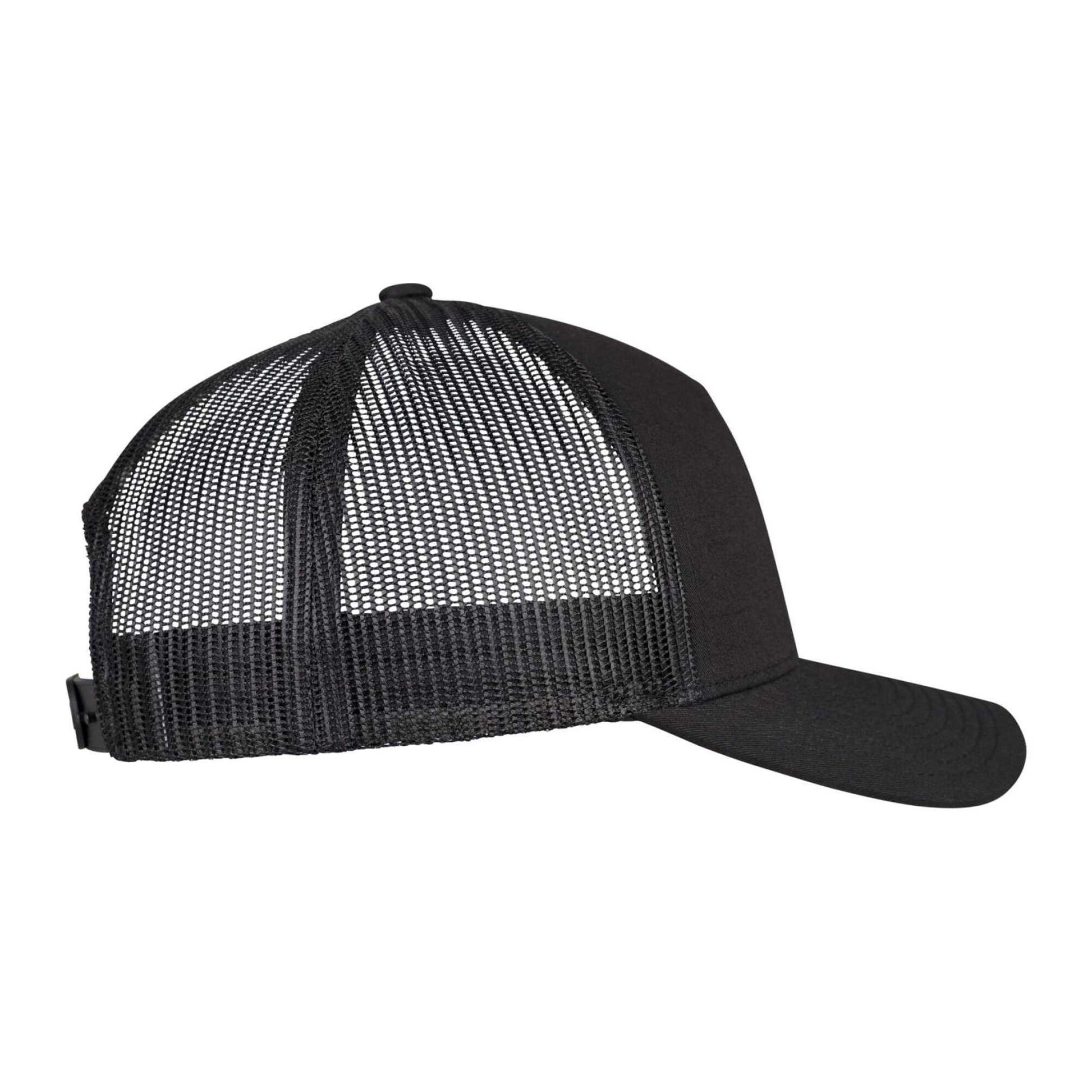 Black - Side - Flexfit Unisex Adult Retro 5 Panel Trucker Cap
