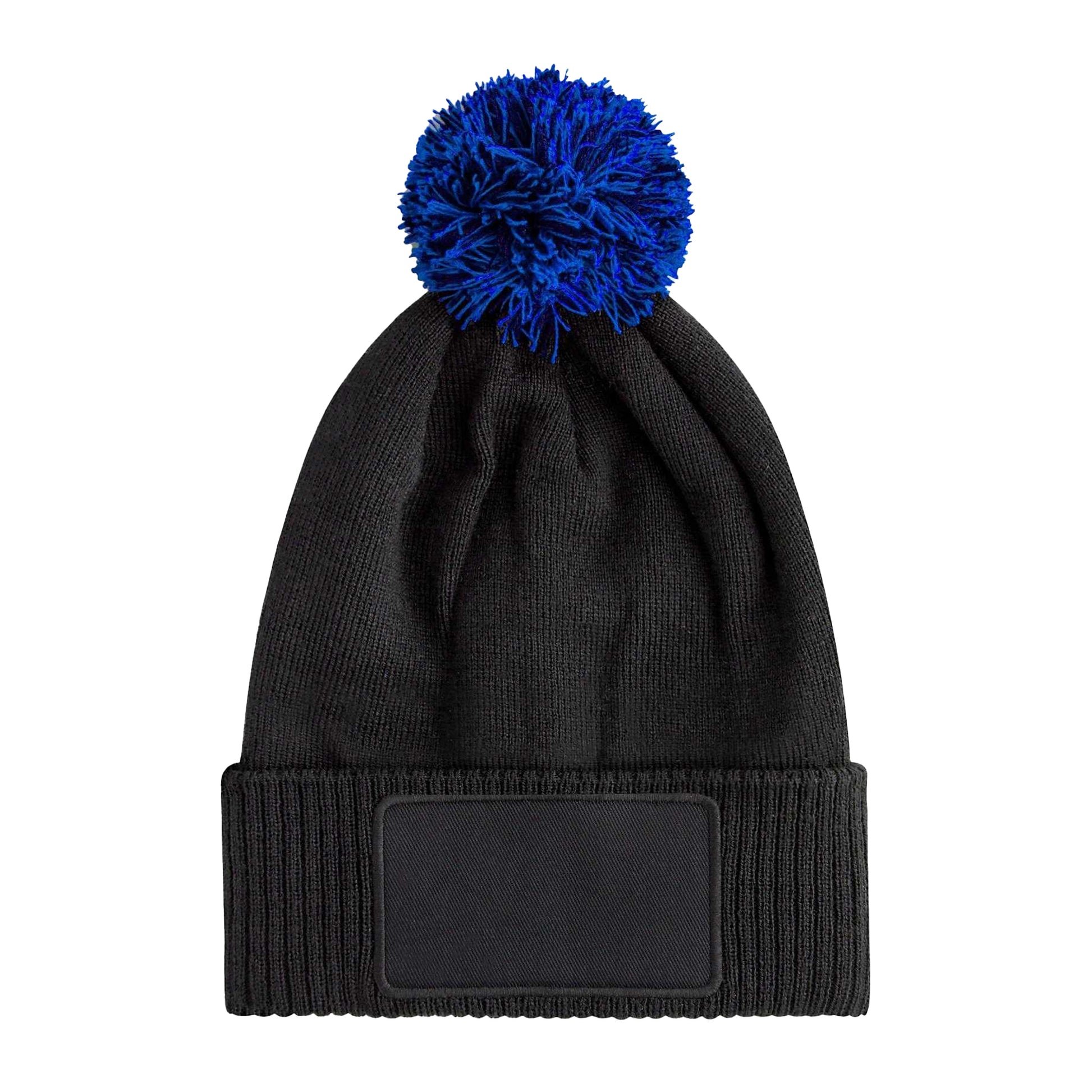 Black-Bright Royal - Back - Beechfield Childrens-Kids Snowstar Patch Beanie