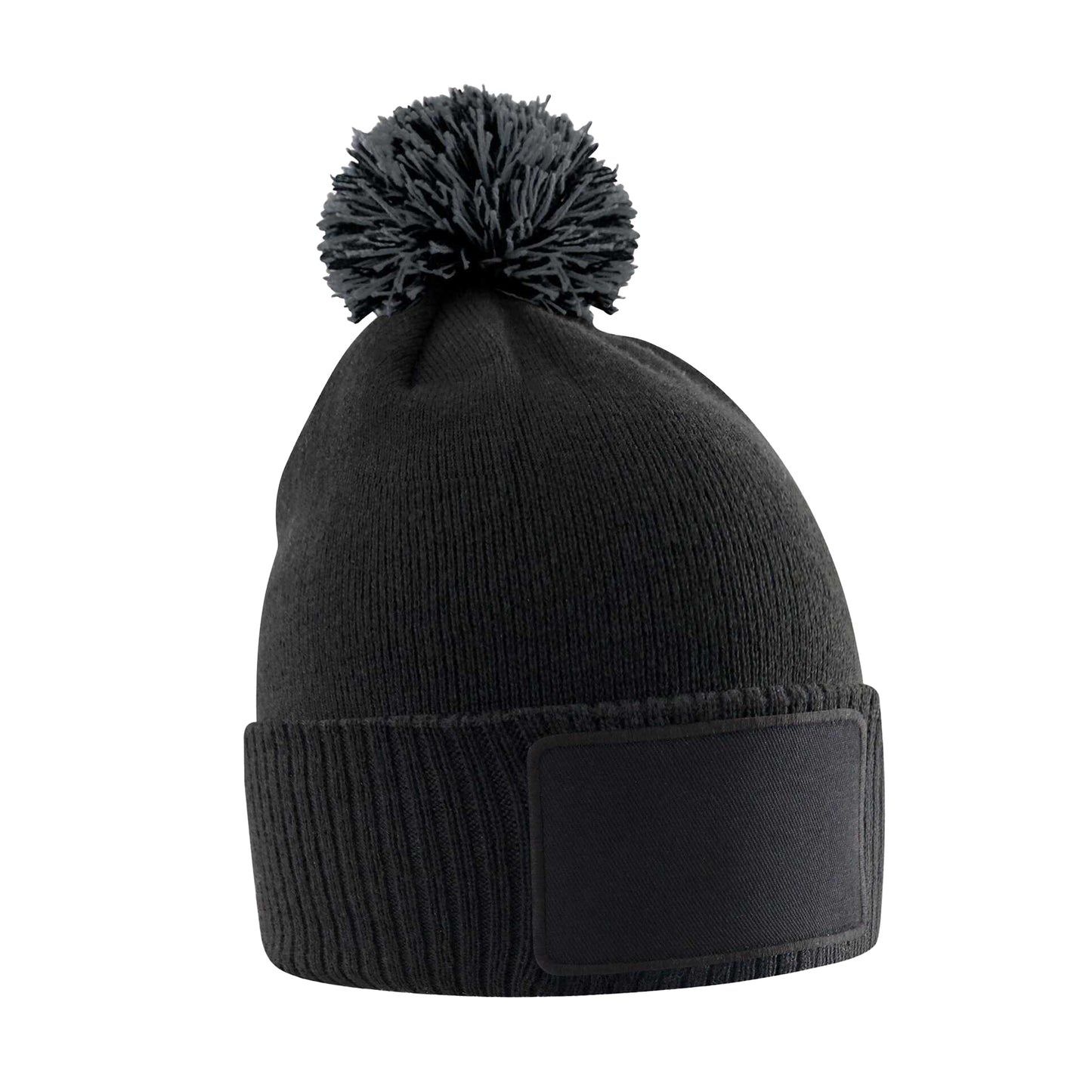 Black-Graphite - Front - Beechfield Childrens-Kids Snowstar Patch Beanie