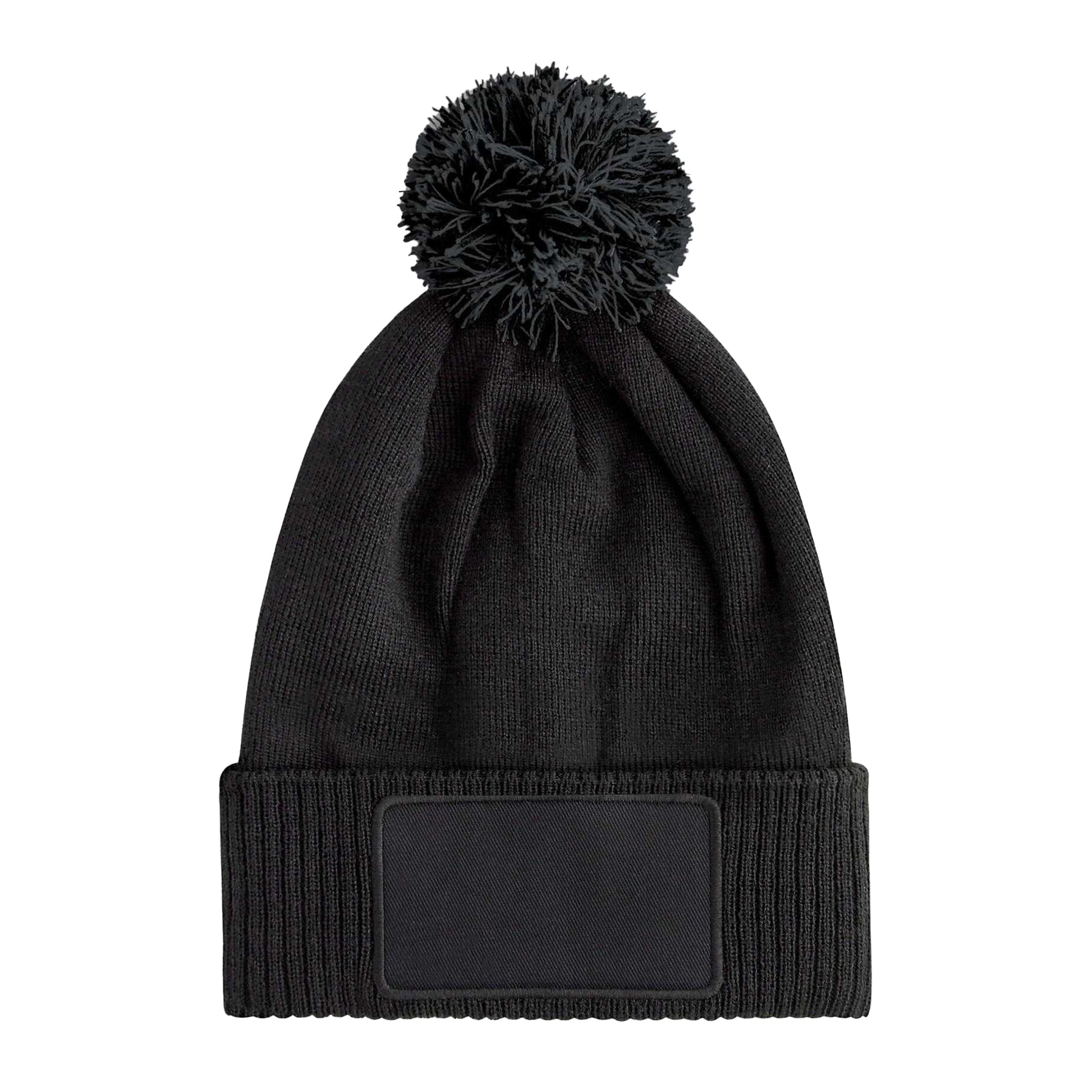 Black-Graphite - Back - Beechfield Childrens-Kids Snowstar Patch Beanie