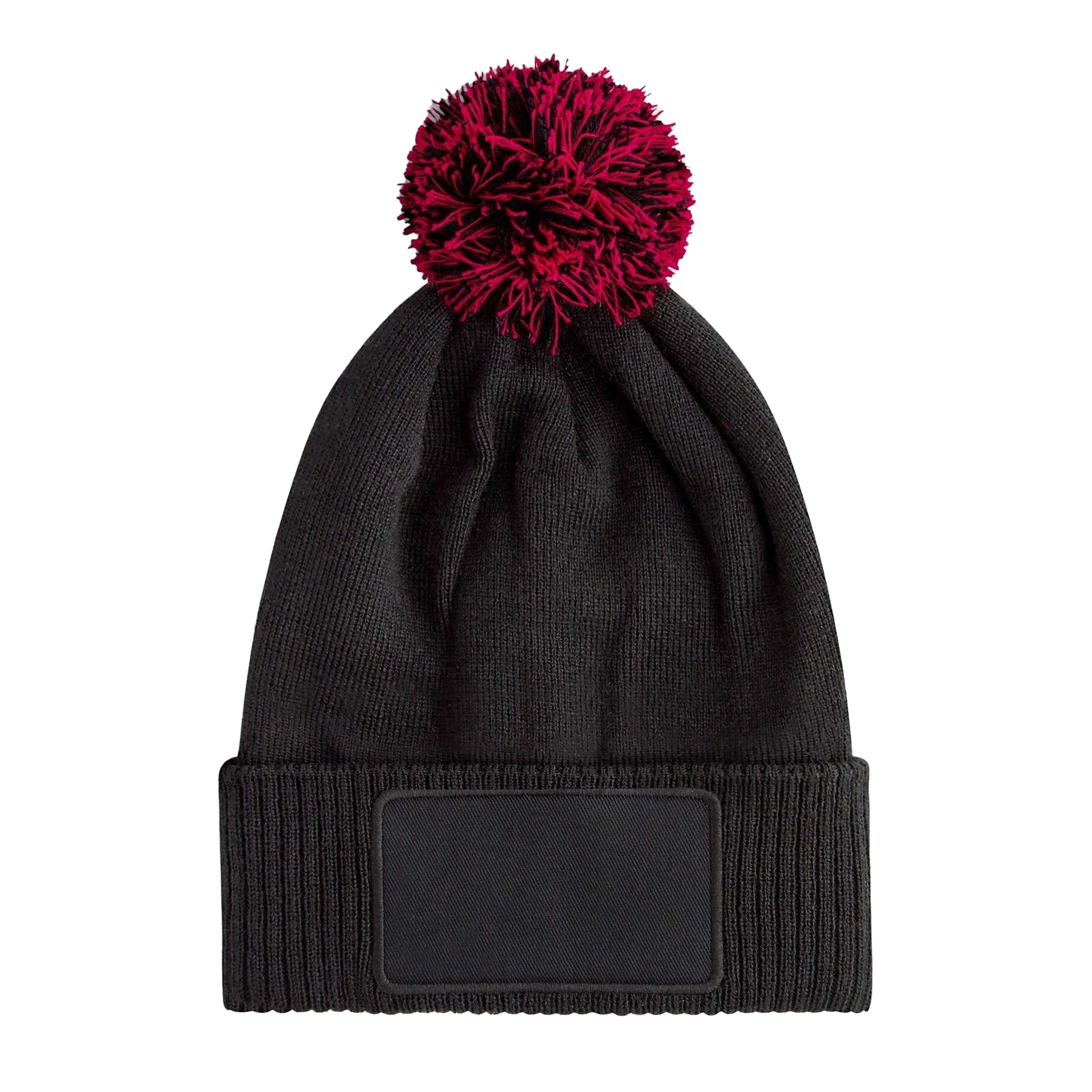 Black-Classic Red - Side - Beechfield Childrens-Kids Snowstar Patch Beanie