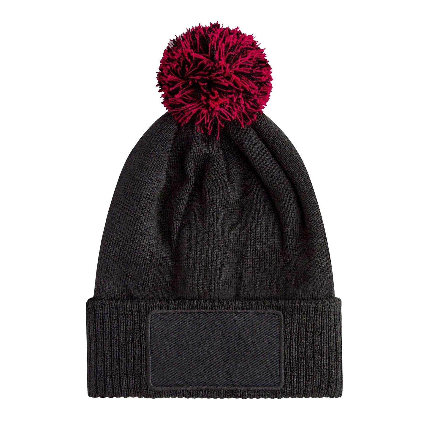 Black-Classic Red - Back - Beechfield Childrens-Kids Snowstar Patch Beanie