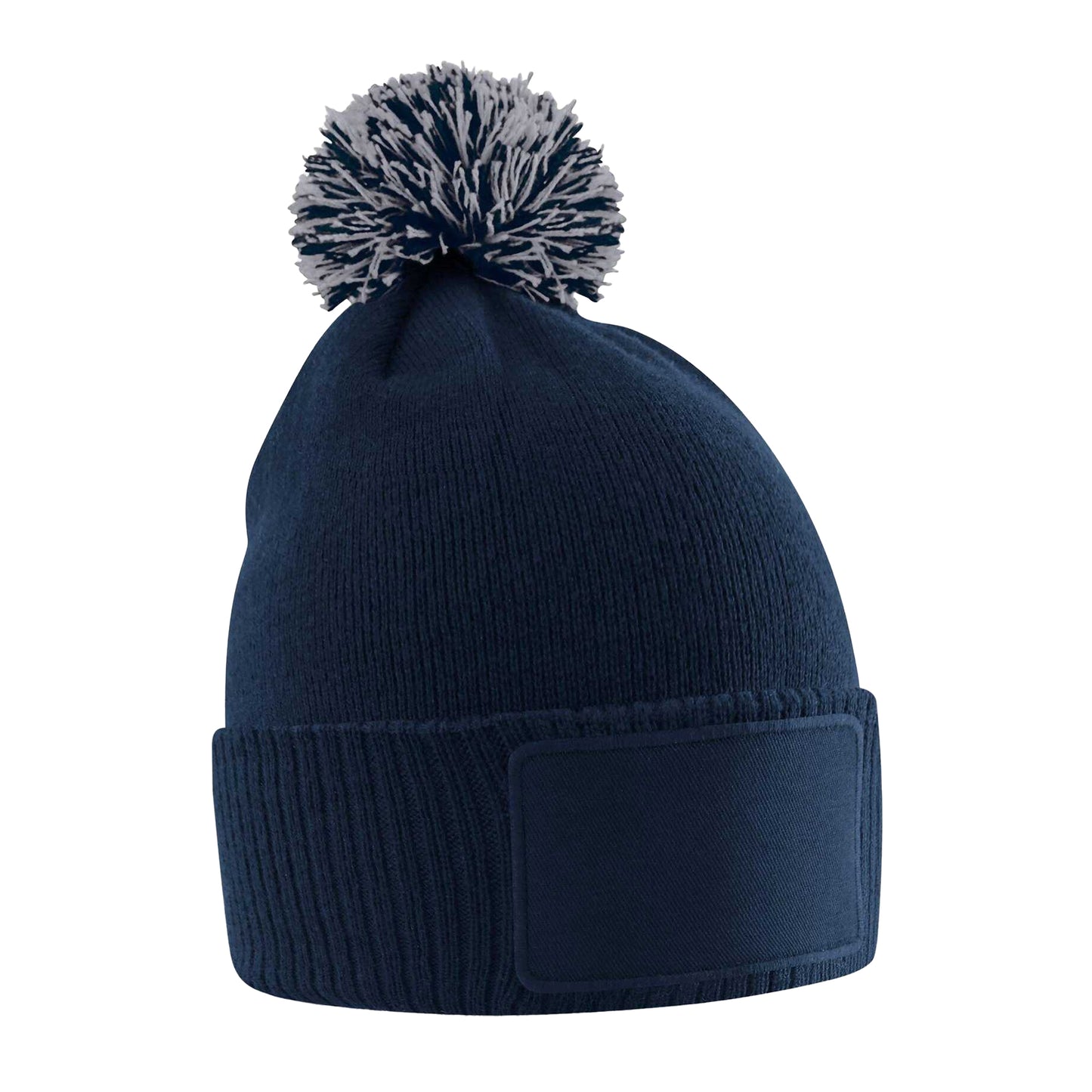 French Navy-Light Grey - Front - Beechfield Childrens-Kids Snowstar Patch Beanie