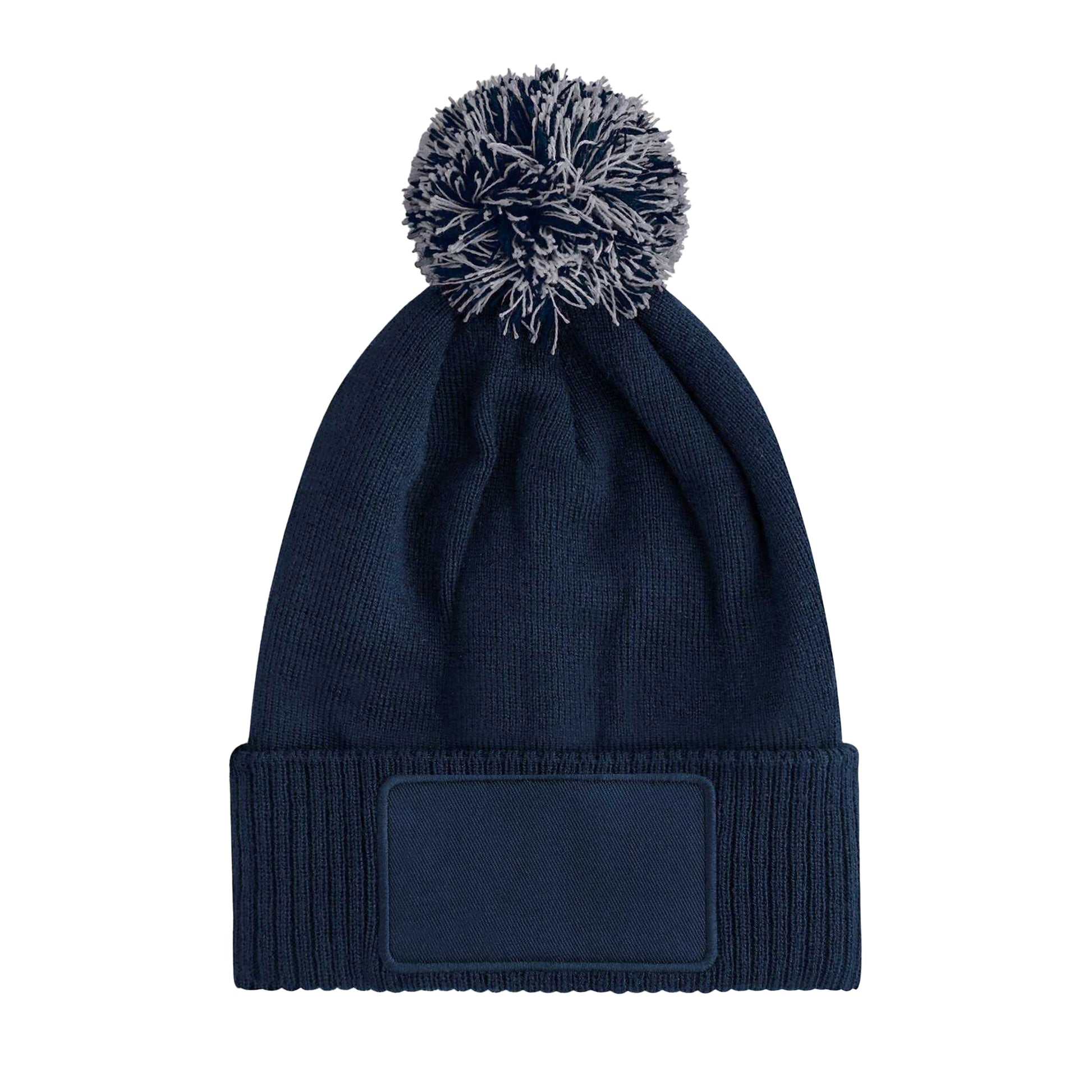 French Navy-Light Grey - Back - Beechfield Childrens-Kids Snowstar Patch Beanie