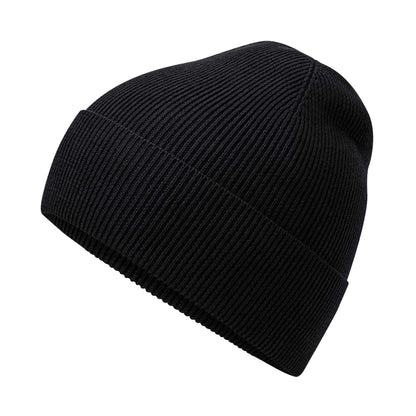 Black - Back - Beechfield Unisex Adult Fine Knit Organic Beanie