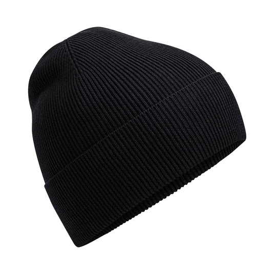 Black - Front - Beechfield Unisex Adult Fine Knit Organic Beanie