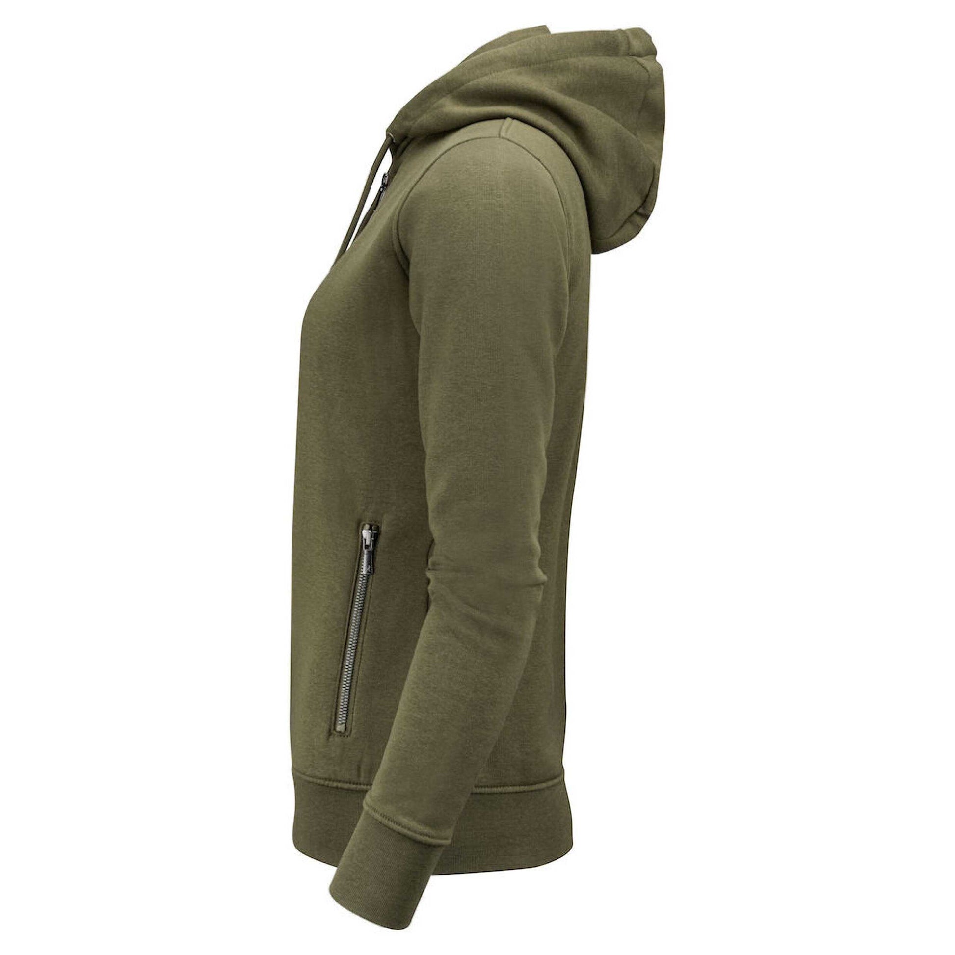 Moss Green - Side - James Harvest Womens-Ladies Westwood Full Zip Hoodie