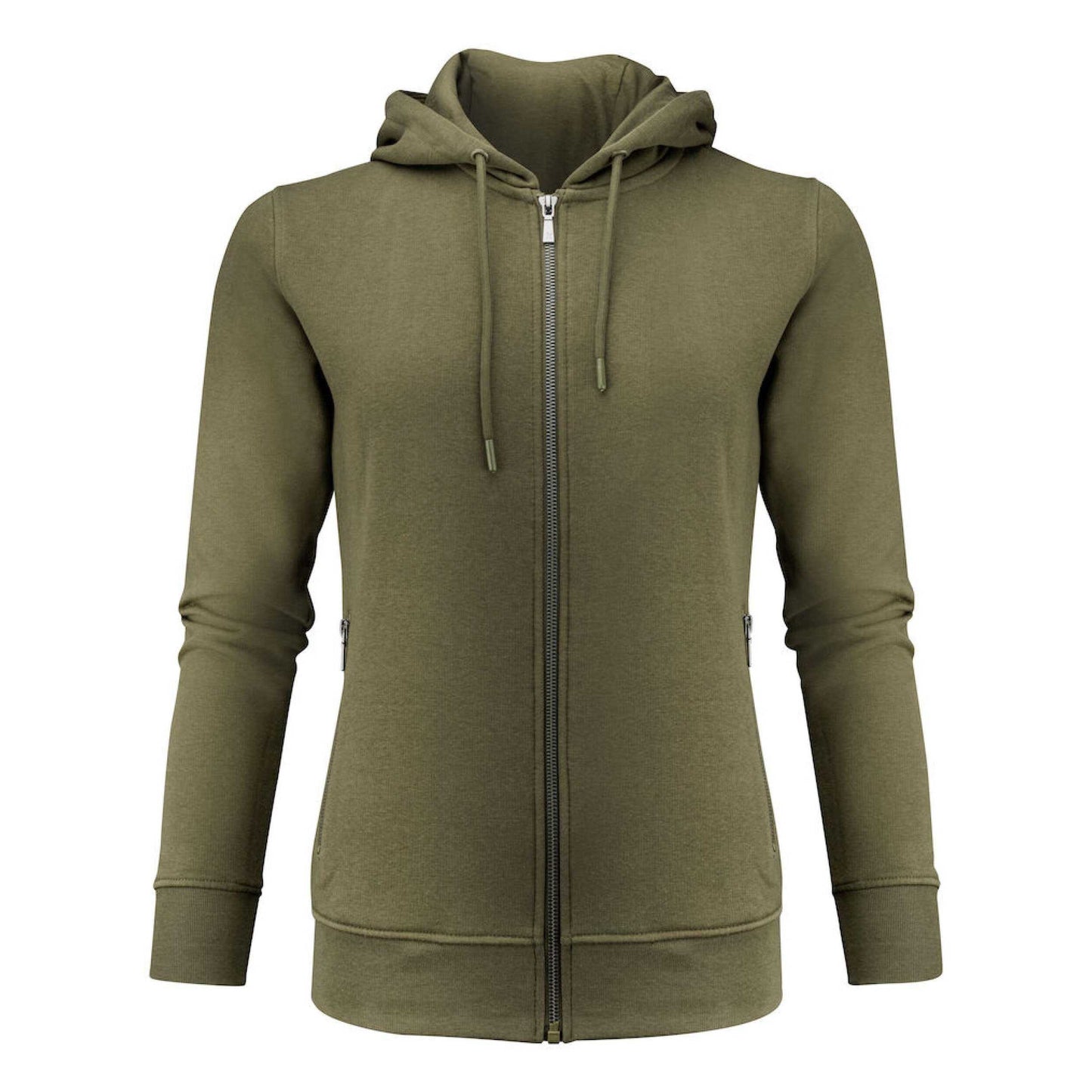 Moss Green - Front - James Harvest Womens-Ladies Westwood Full Zip Hoodie
