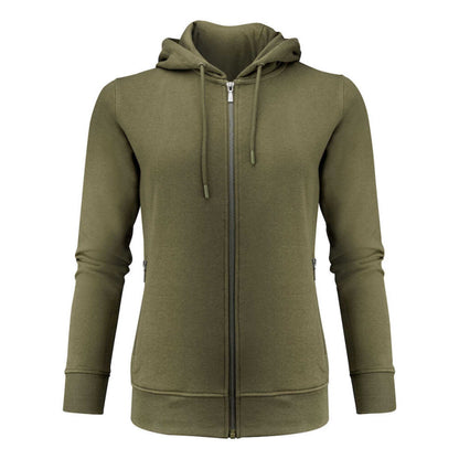 Moss Green - Front - James Harvest Womens-Ladies Westwood Full Zip Hoodie