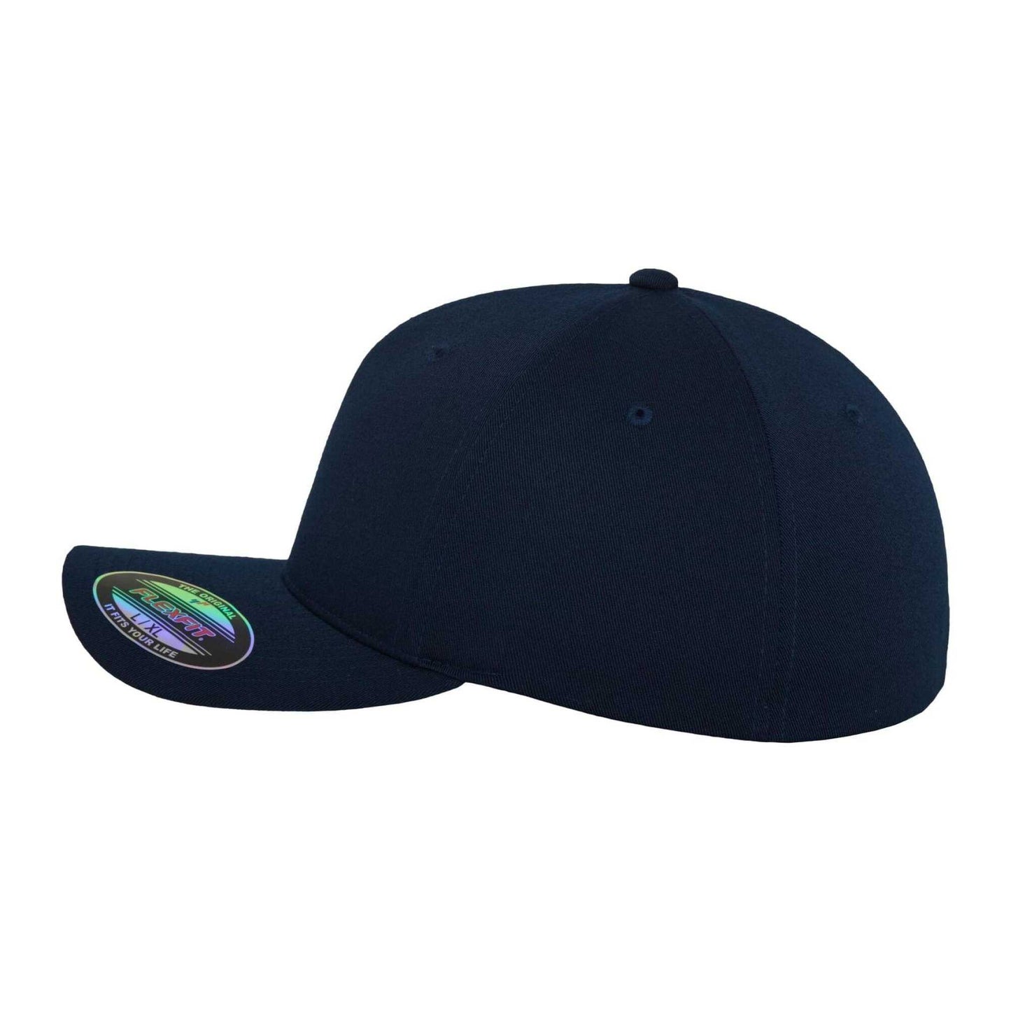 Navy - Side - Flexfit 5 Panel Baseball Cap