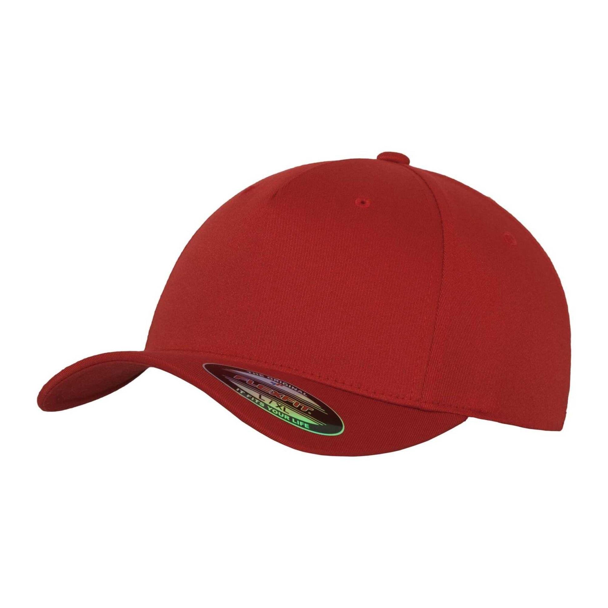 Red - Back - Flexfit 5 Panel Baseball Cap