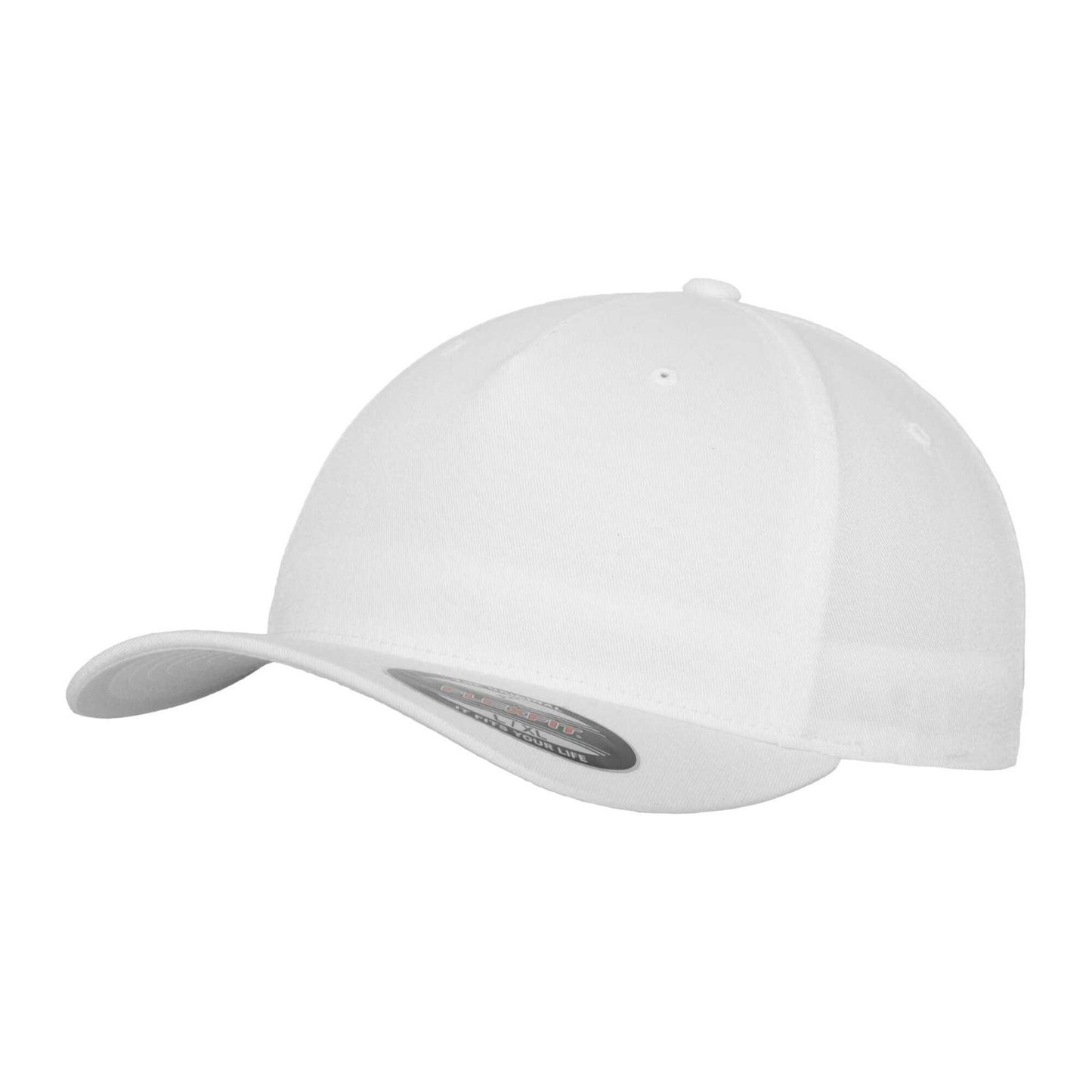 White - Front - Flexfit 5 Panel Baseball Cap