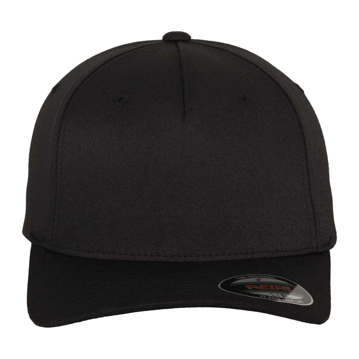Black - Pack Shot - Flexfit 5 Panel Baseball Cap