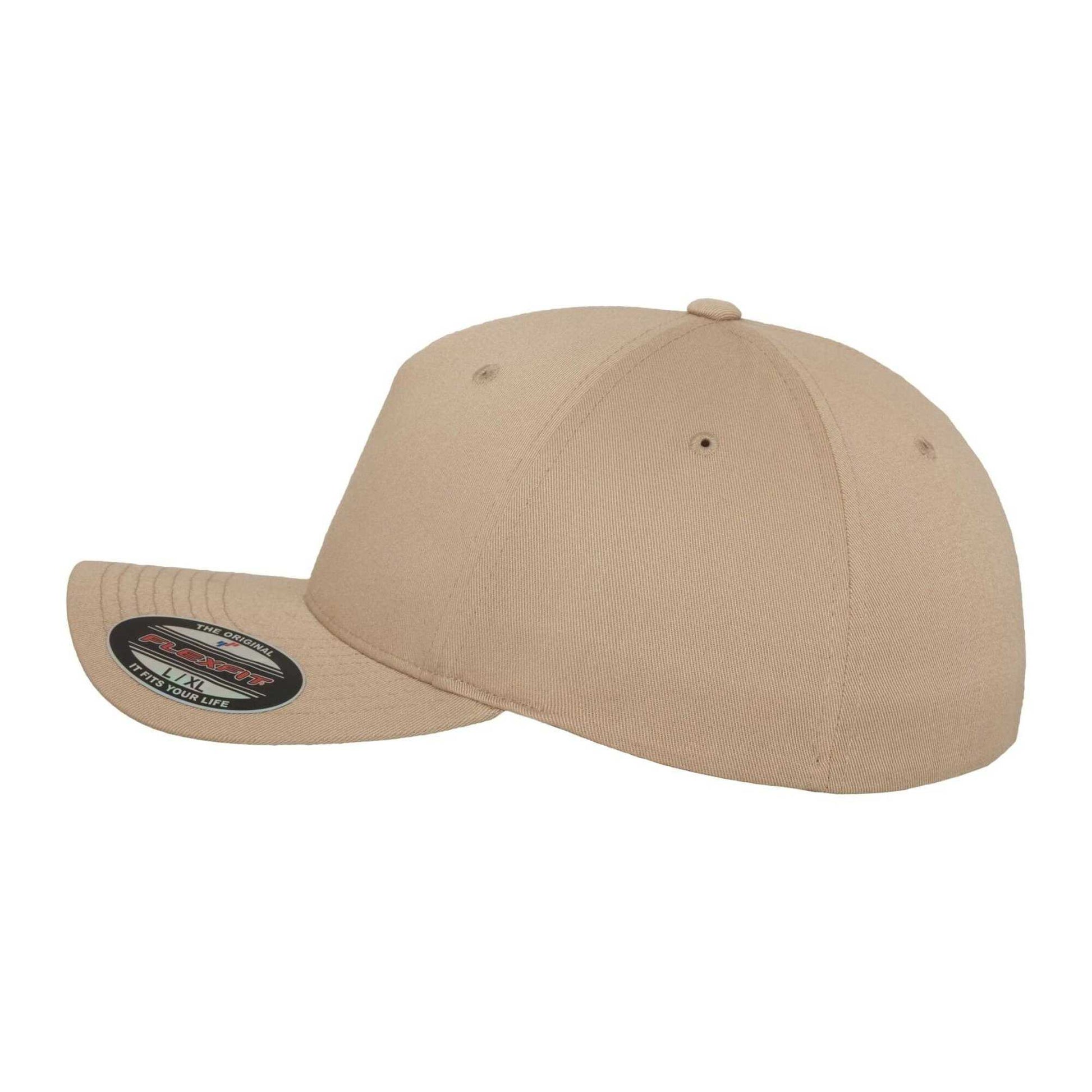 Khaki Brown - Side - Flexfit 5 Panel Baseball Cap