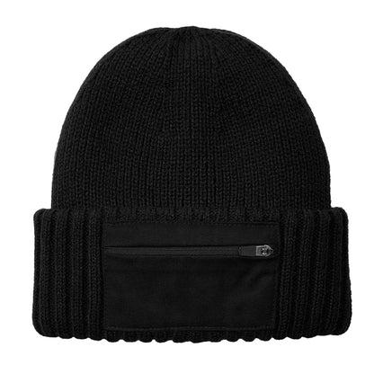 Black - Back - Beechfield Unisex Adult Zip Patch Beanie