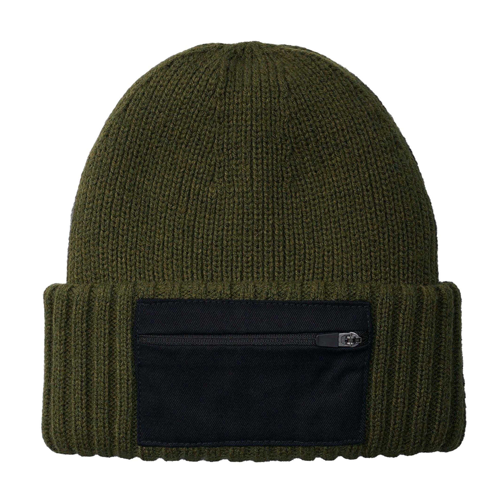 Military Green-Black - Back - Beechfield Unisex Adult Zip Patch Beanie