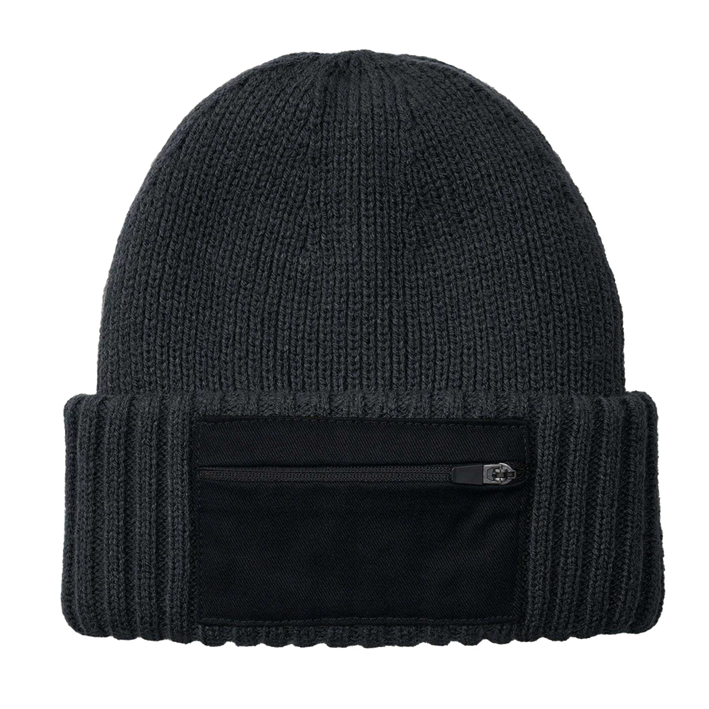 Graphite Grey-Black - Back - Beechfield Unisex Adult Zip Patch Beanie
