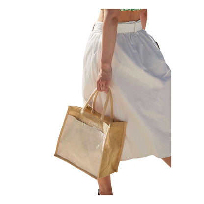 Natural - Back - Westford Mill Starched Jute Midi Tote Bag