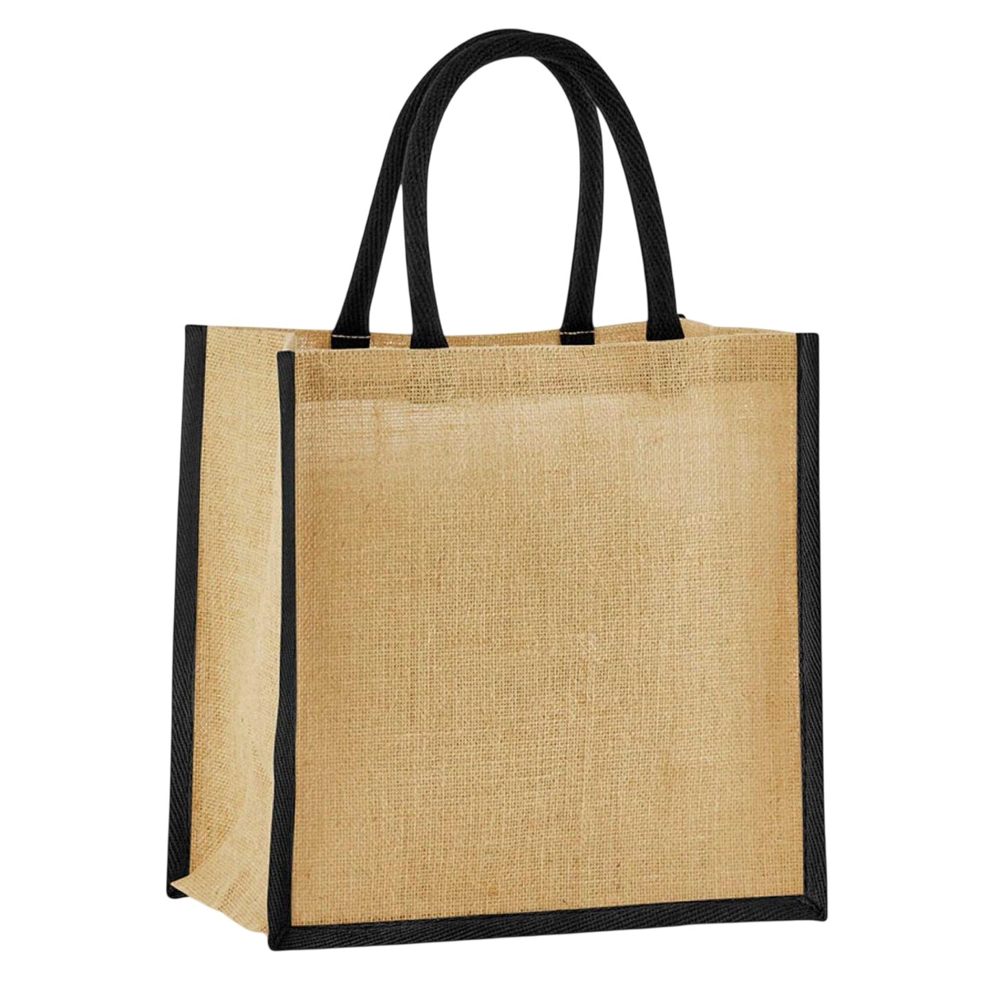 Natural-Black - Front - Westford Mill Starched Jute Mini Gift Bag