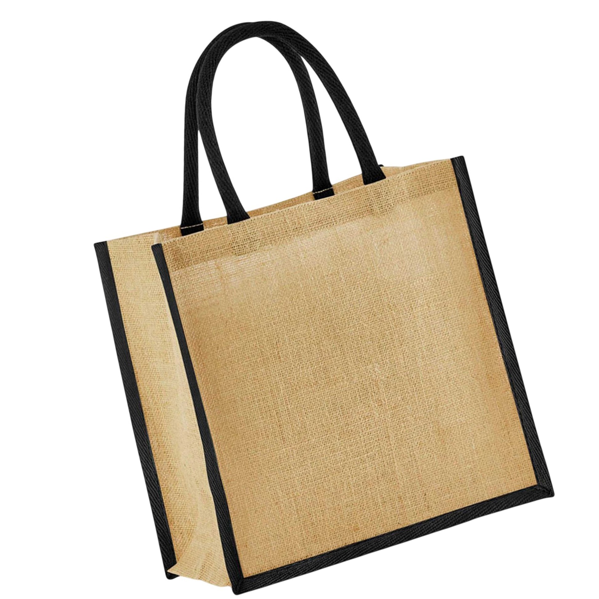 Natural-Black - Back - Westford Mill Starched Jute Mini Gift Bag