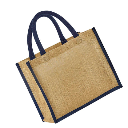 Natural-Navy - Back - Westford Mill Starched Jute Midi Tote Bag