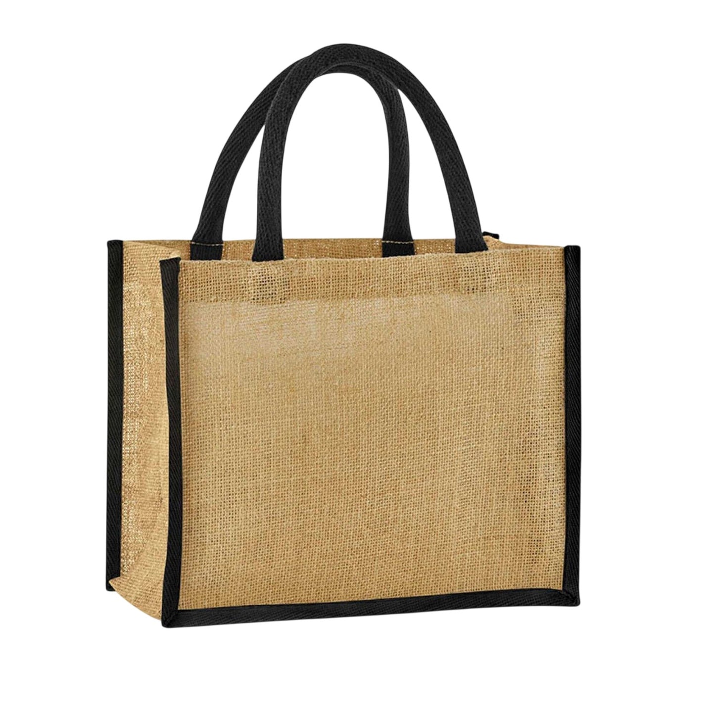 Natural-Black - Front - Westford Mill Starched Jute Midi Tote Bag