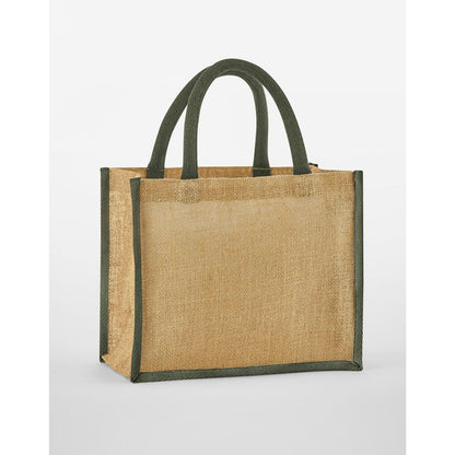 Natural-Olive Green - Back - Westford Mill Starched Jute Midi Tote Bag