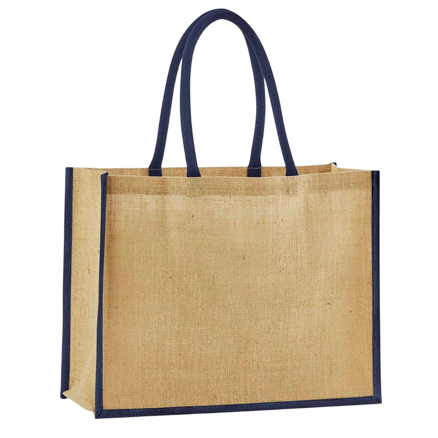 Natural-Navy - Front - Westford Mill Classic Starched Jute Tote Bag