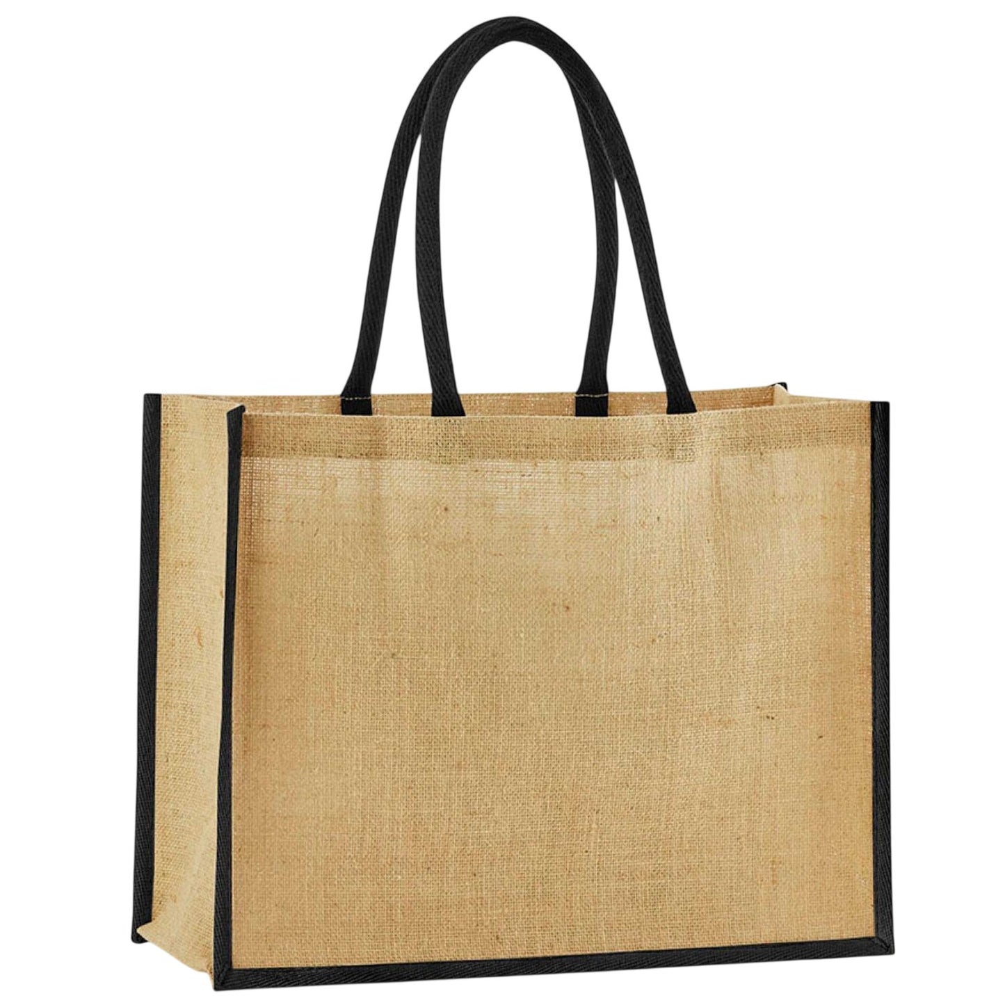Natural-Black - Front - Westford Mill Classic Starched Jute Tote Bag