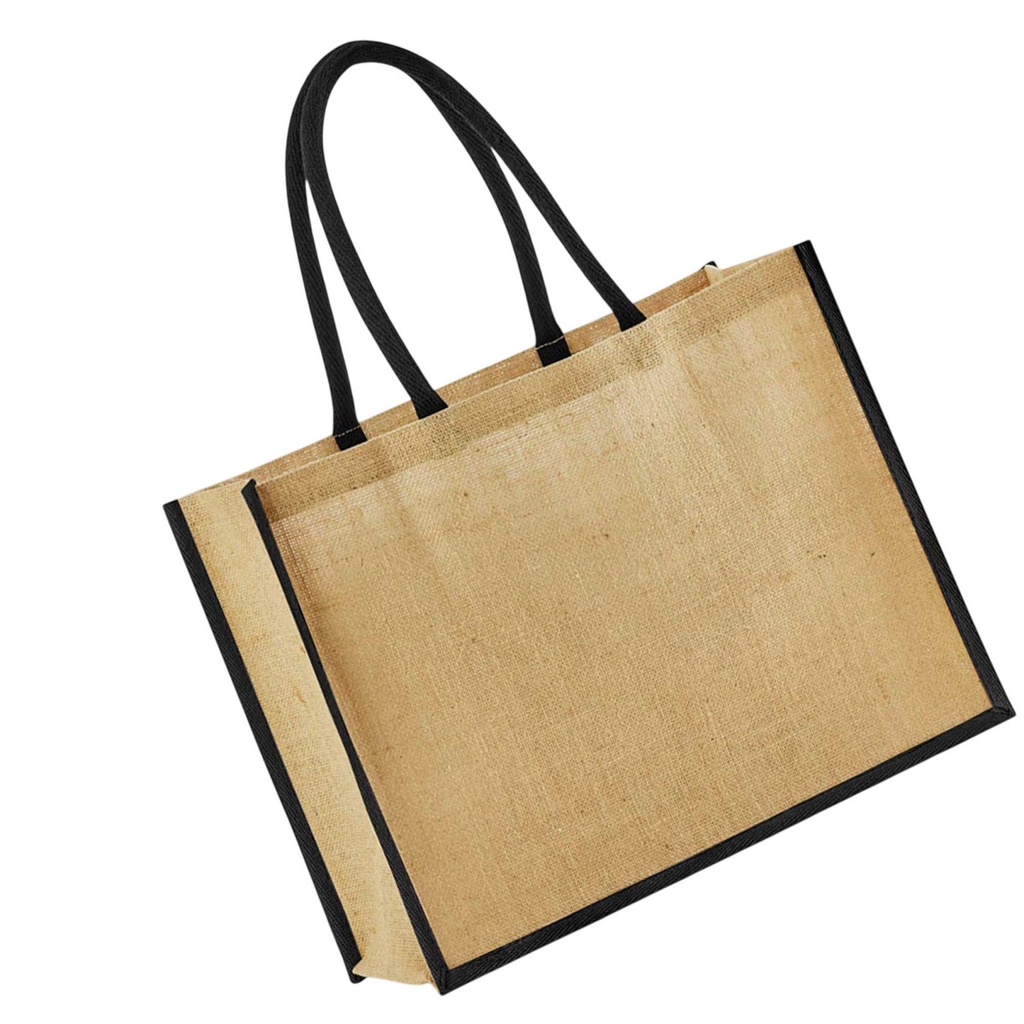 Natural-Black - Back - Westford Mill Classic Starched Jute Tote Bag